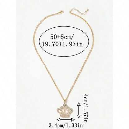 Fashionable Crown Shaped Pendant Necklace With Rhinestone