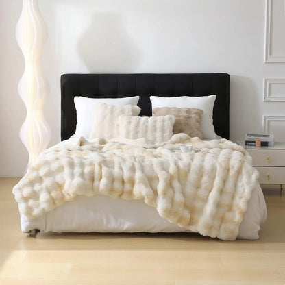 Cozy |Faux Rabbit] Soft, Warm,  Fleece Blanket | Throw