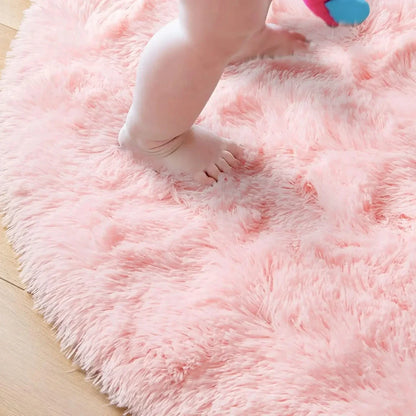 Super Soft Plush Round Rug Fluffy White  Pile Carpet