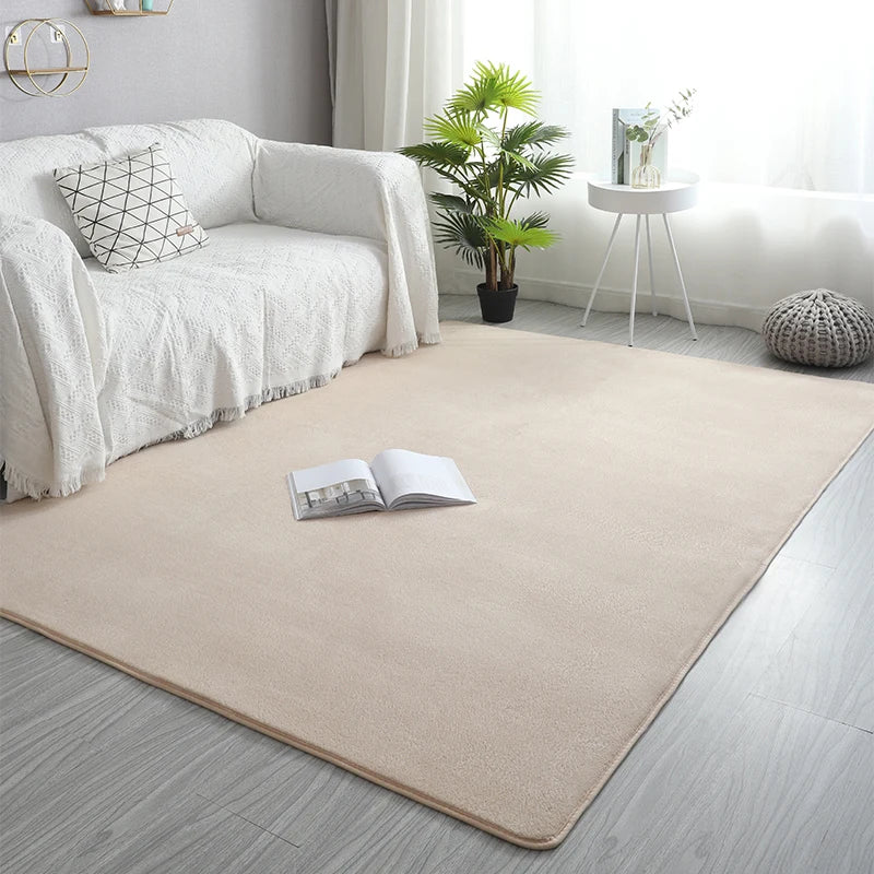 Pink Coral Velvet Carpet Living Room Short Plush Rug