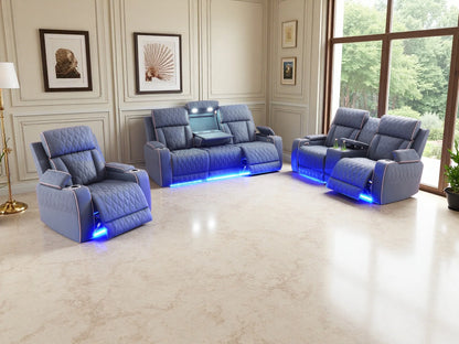 3PCS Power Recliner Sofa with Drop-Down Table Cup Holder