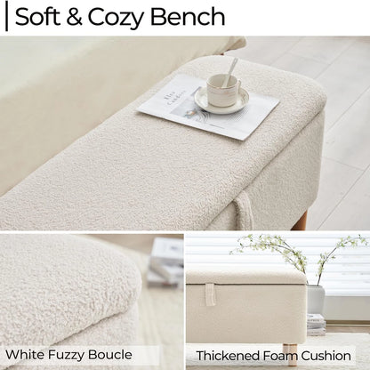 39.5" Boucle Storage Ottoman Bench for Bedroom