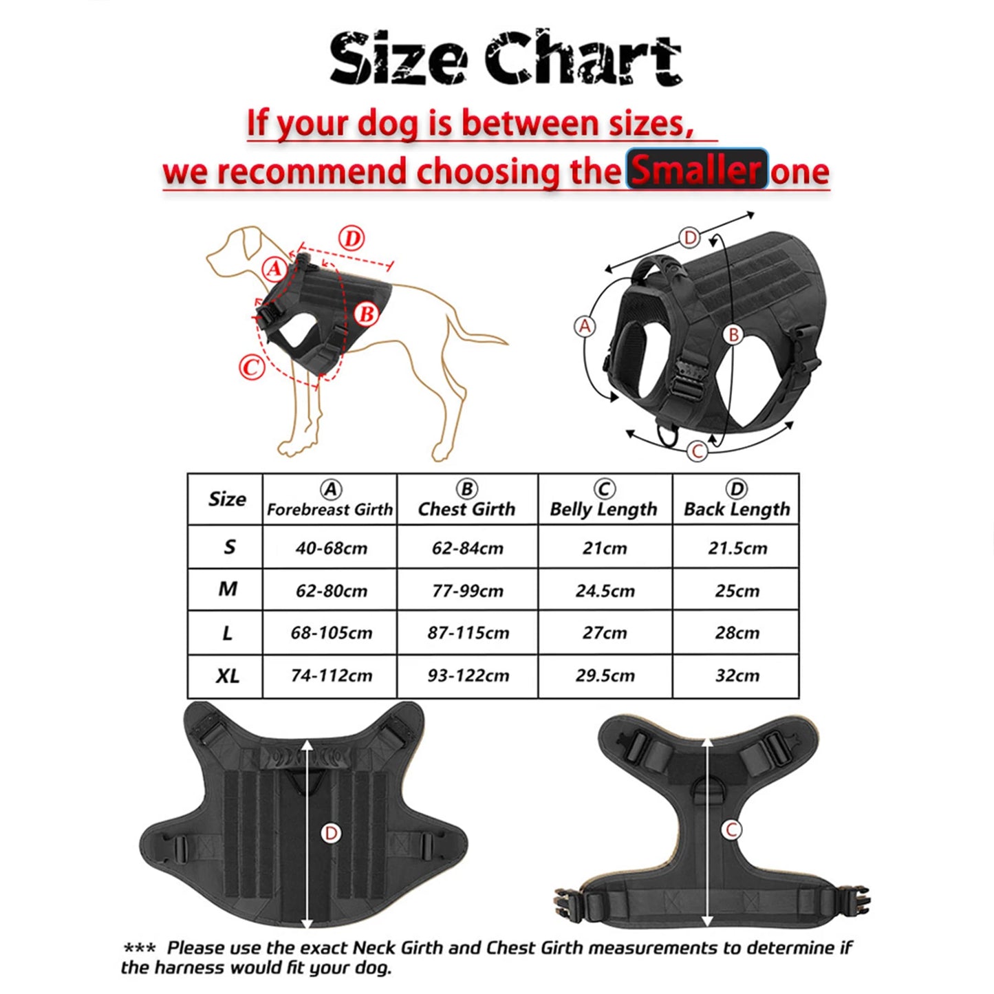 Tactical Dog Harness Collar Leash For Medium Large Dogs