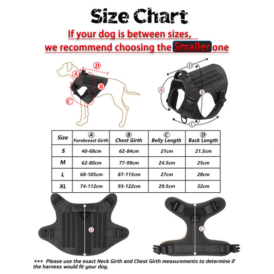 Tactical Dog Harness Collar Leash For Medium Large Dogs