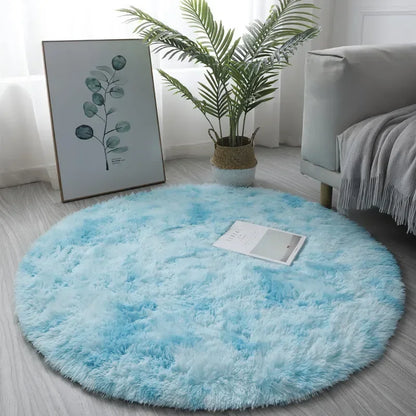 Super Soft Plush Round Rug Fluffy White  Pile Carpet