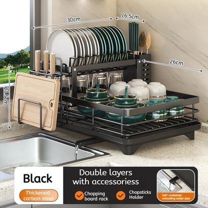 Stainless Steel Dish Drying Rack with Drainboard