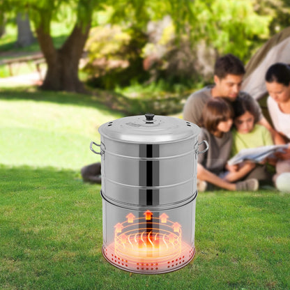 Stainless Steel BBQ Grill Barrel Portable Charcoal Grills 360°