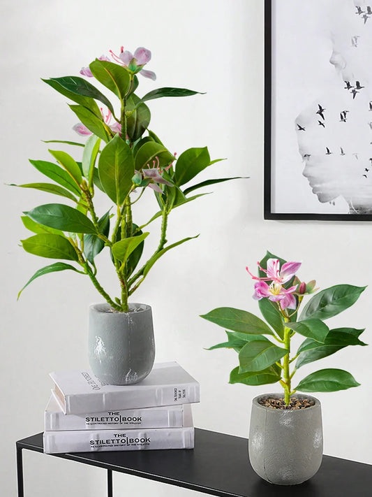 21-40cm Artificial Azaleas Plants Fake Rubber Tree