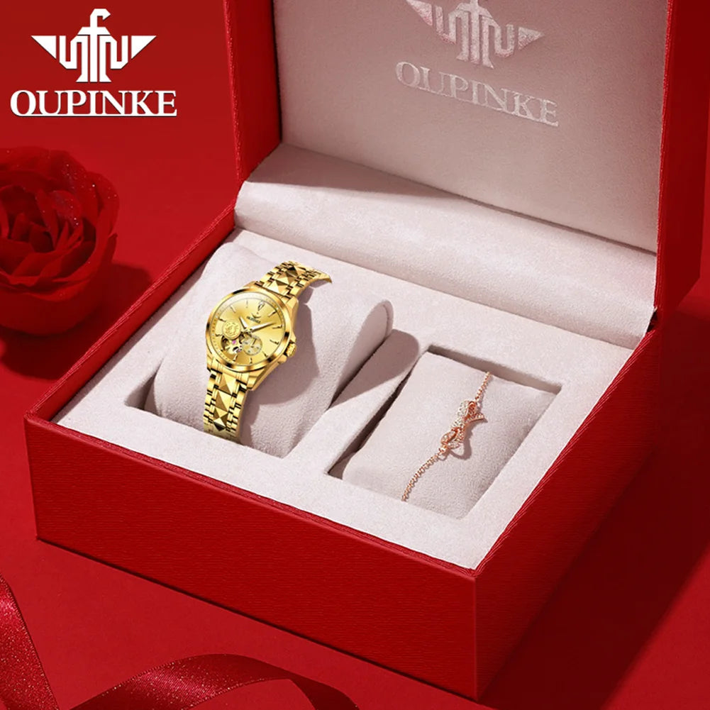 Women Watches Tungsten Steel Strip Real Gold Real Diamond