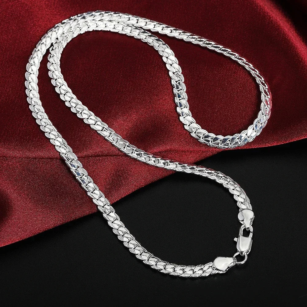 18K Gold Full Sideways Chain Necklace For Woman