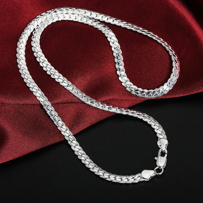 18K Gold Full Sideways Chain Necklace For Woman