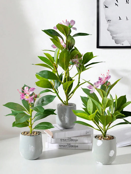 21-40cm Artificial Azaleas Plants Fake Rubber Tree