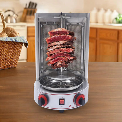 Electric Vertical  Gas Rotisserie Grill Broiler 360° rotating with 2 Burners