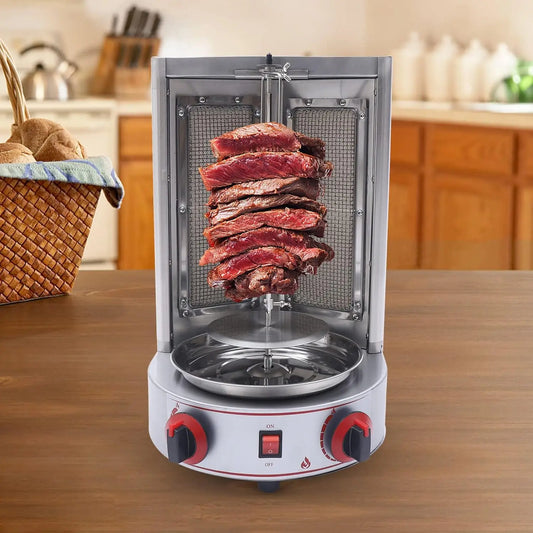 Electric Vertical  Gas Rotisserie Grill Broiler 360° rotating with 2 Burners