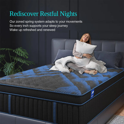 12"Gel Memory Foam Spring Bed Mattress Twin Full Queen King