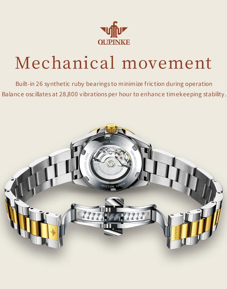 Original  Swiss Automatic Mechanical Watch  Real Diamond Sapphire