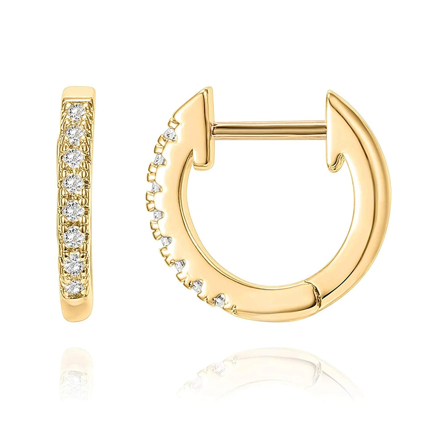 Sterling Silver Cubic Zirconia Ear Cuffs 18K Gold Hoop Earrings