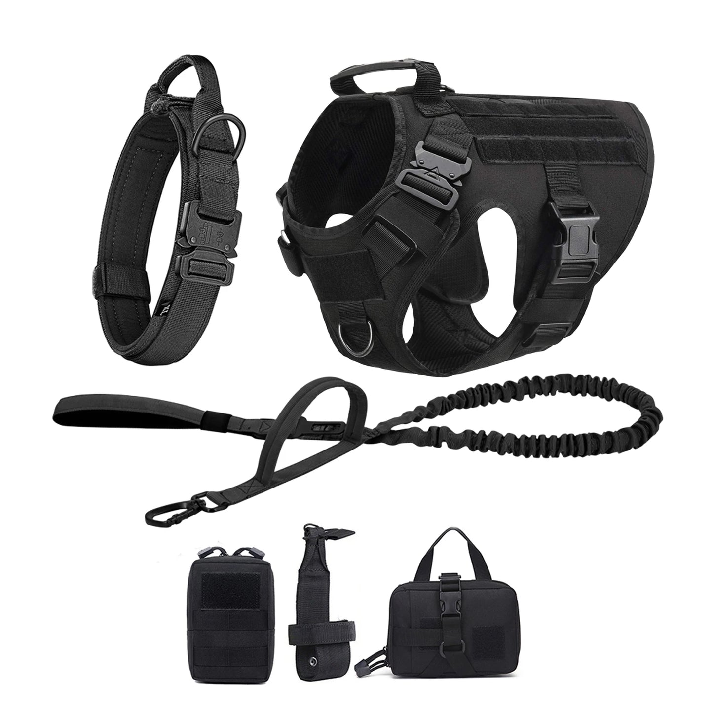 Tactical Dog Harness Collar Leash For Medium Large Dogs