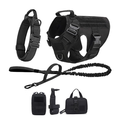 Tactical Dog Harness Collar Leash For Medium Large Dogs