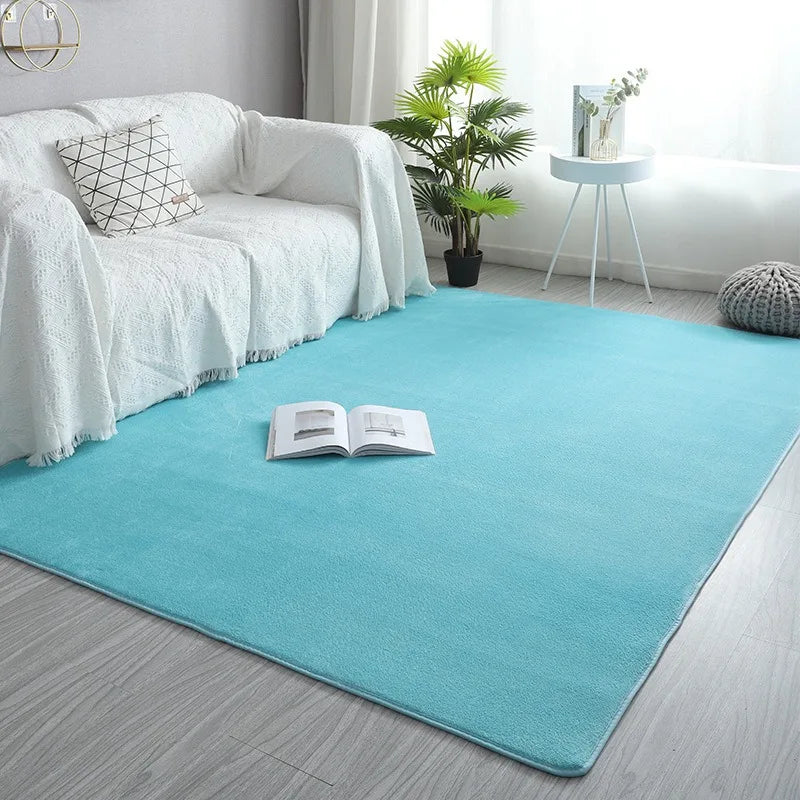 Pink Coral Velvet Carpet Living Room Short Plush Rug