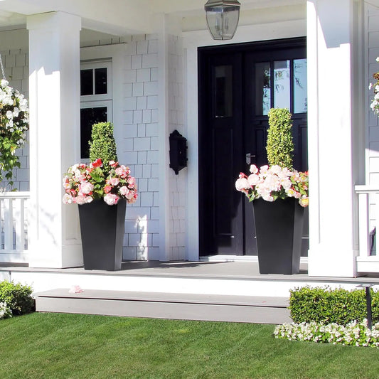 Black Taper Planter with Shelf Insert