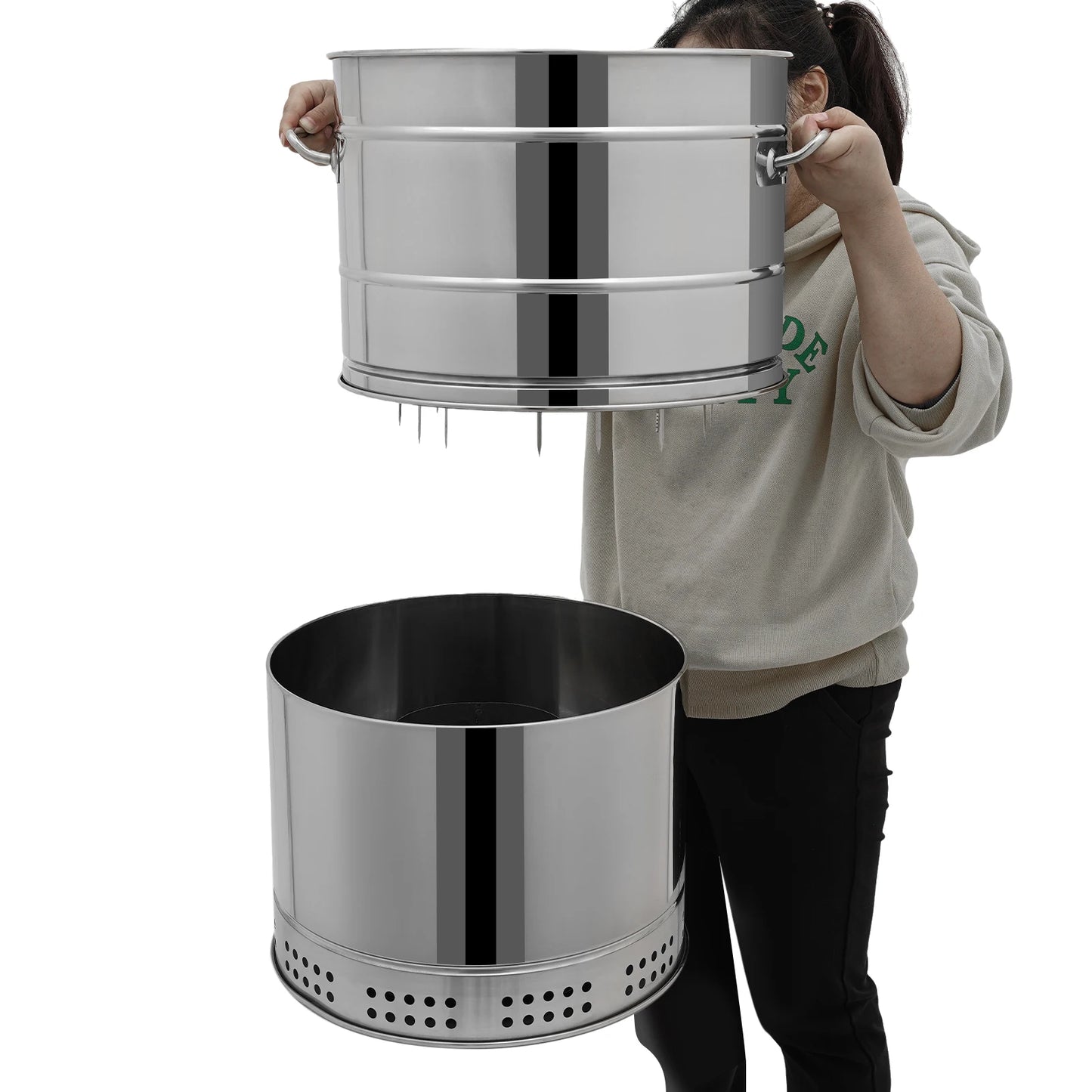 Stainless Steel BBQ Grill Barrel Portable Charcoal Grills 360°