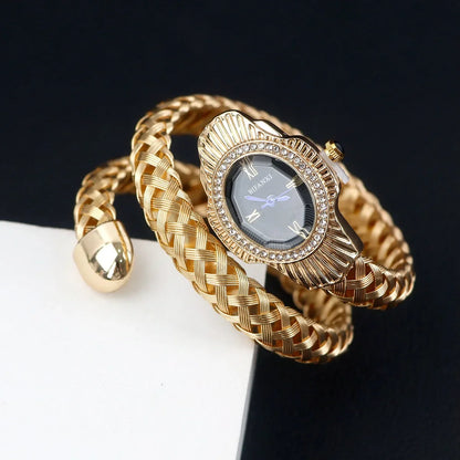 Fashion Diamond Snake Shape Wristwatch