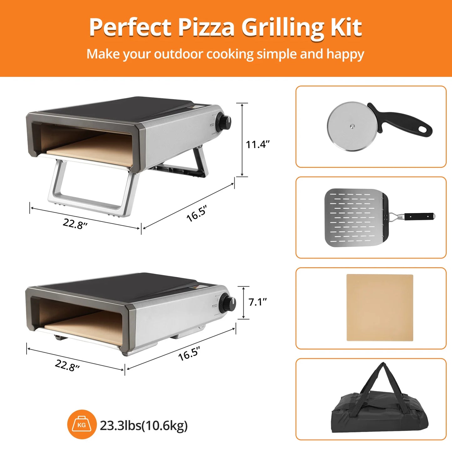 \12" Pizza Oven Outdoor with Gas Powered Propane