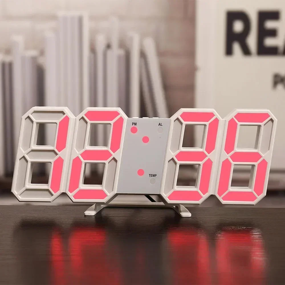 3D LED Digital Clock Wall Decoration Glow Night