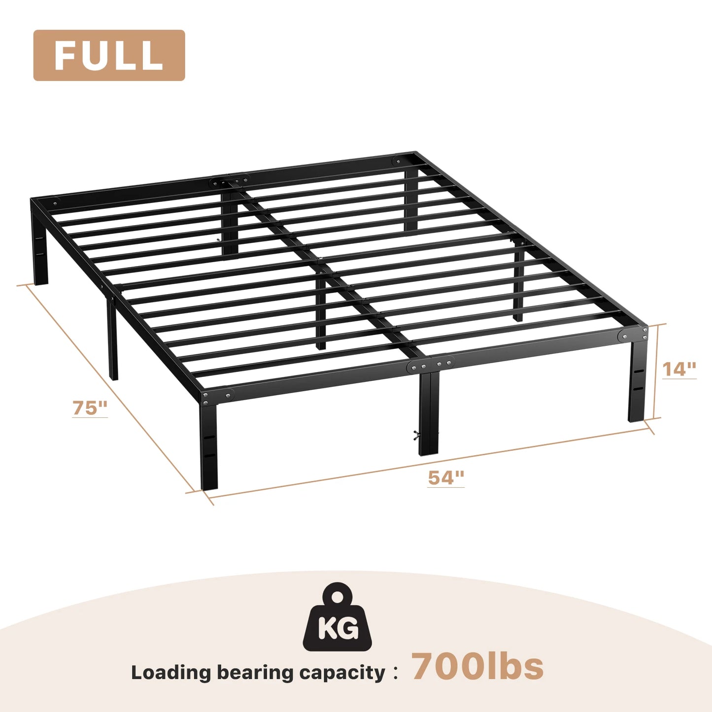 Metal Bed Frame, Twin/Full, Queen/King Size
