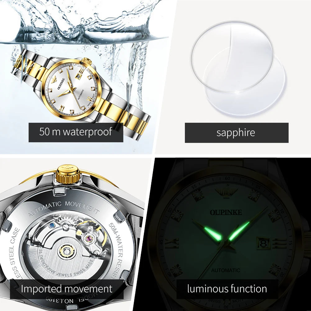 Original  Swiss Automatic Mechanical Watch  Real Diamond Sapphire