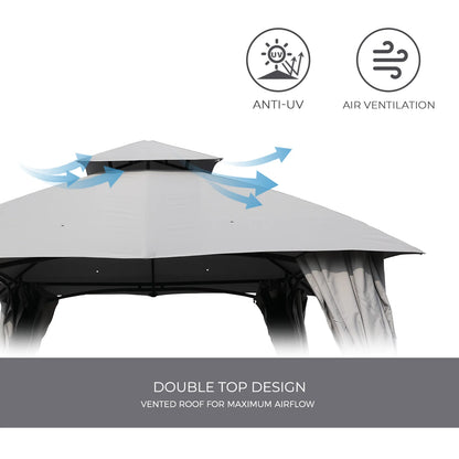 10x13 FT Gazebo Double Soft Top Canopy Anti-UV