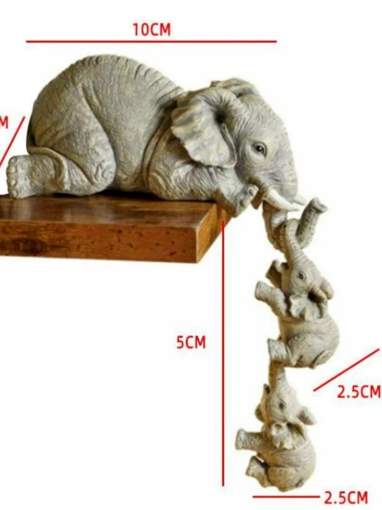 3pcs/set Cute Elephant Figurines Elephant Holding Baby