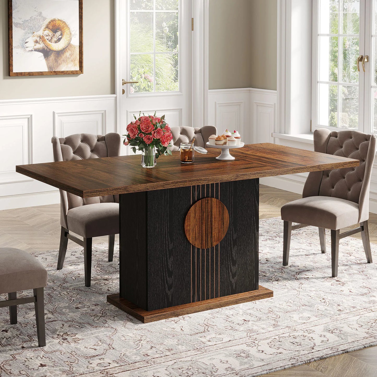 55" Rectangular Dining Table for 4 to 6 People,