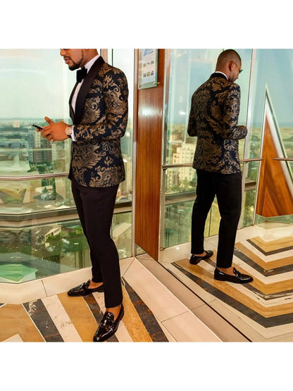 Flower Suit Jacket 1 Button Paisley Tuxedo
