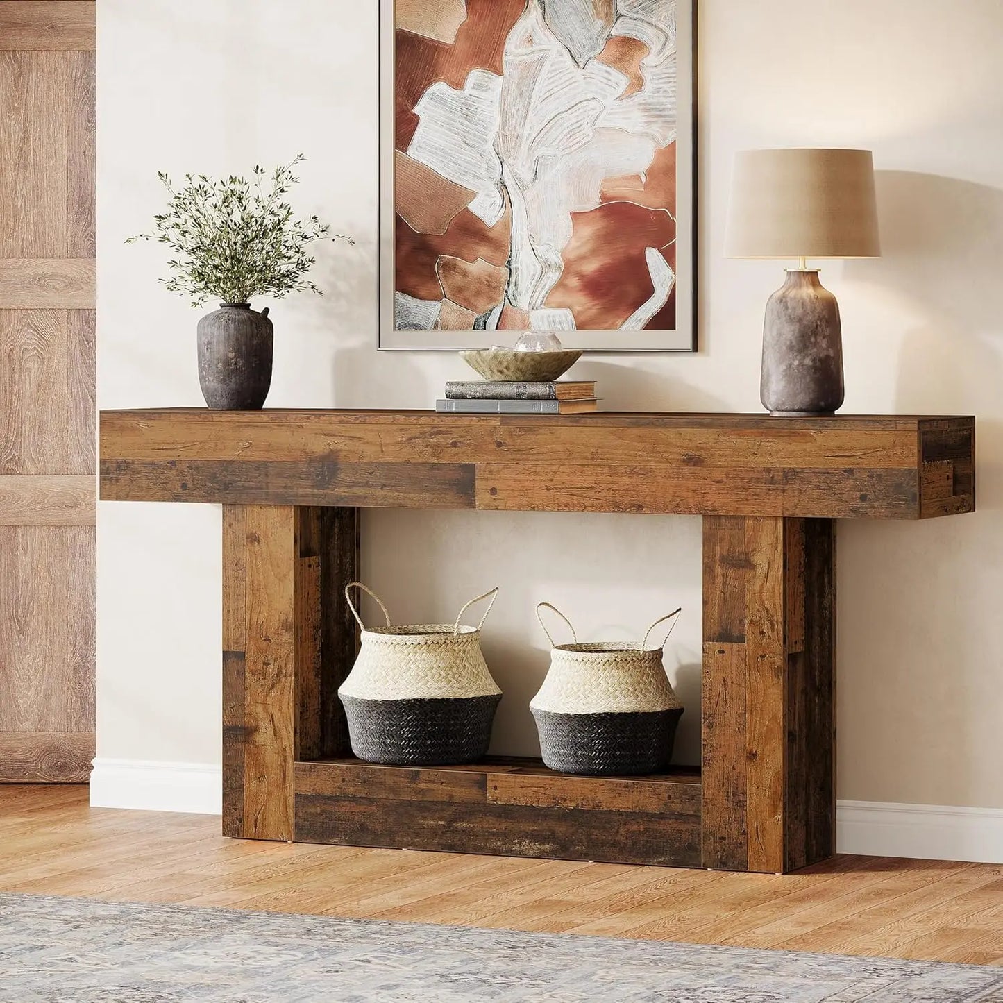 63" Console Table, 2-Tier Entryway Table