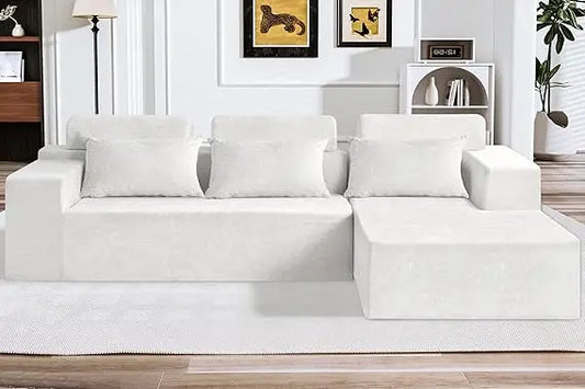 L-Shaped Modular Sofa Sectional . Comfortable Deep-Seated Couch,