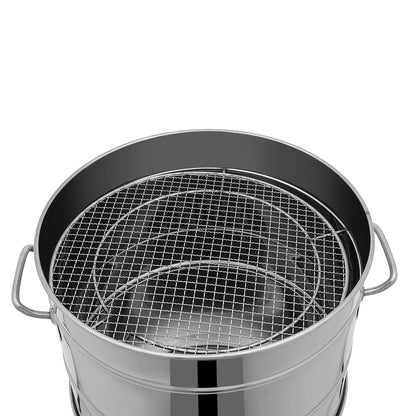 Stainless Steel BBQ Grill Barrel Portable Charcoal Grills 360°