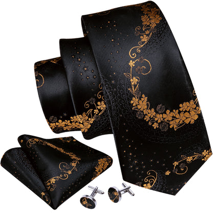 Designer Men's Necktie Pocket Square Cufflinks Set
