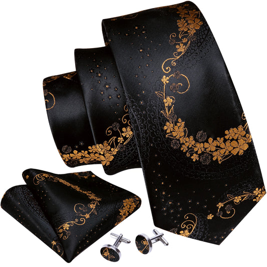 Designer Men's Necktie Pocket Square Cufflinks Set