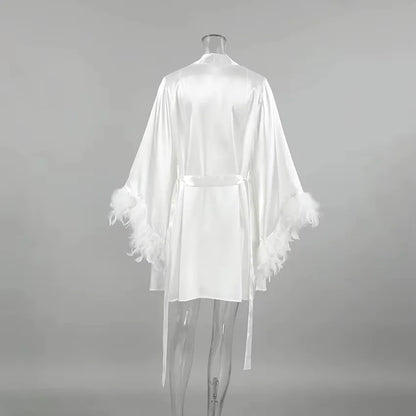Feather Robe Sexy Rayon Summer  Lingerie