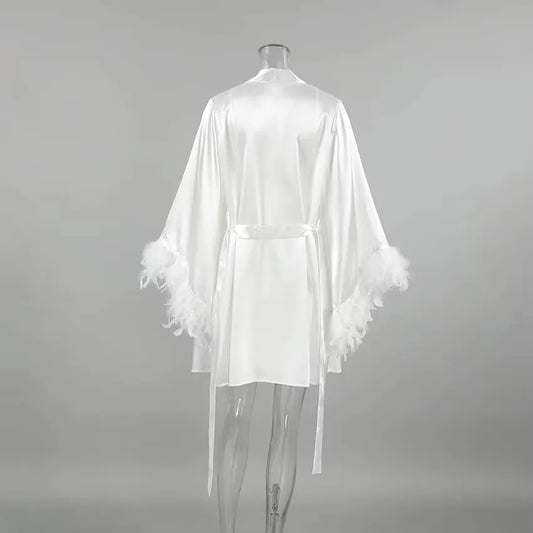 Feather Robe Sexy Rayon Summer  Lingerie