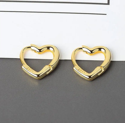 Silver Sterling Big Heart Hoop Earrings