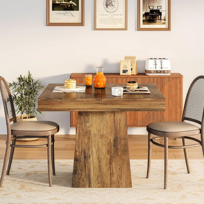 Square Dining Table with Sturdy Pedestal Base,