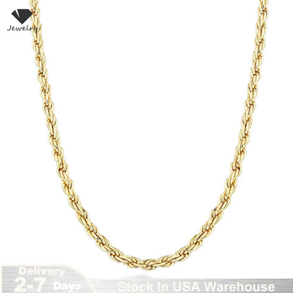 18K Gold plated 2.8MM Twisted Rope Twist Electroplating Necklace