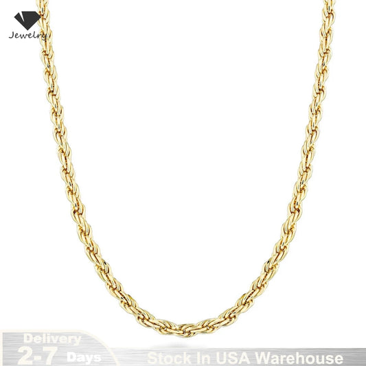 18K Gold plated 2.8MM Twisted Rope Twist Electroplating Necklace