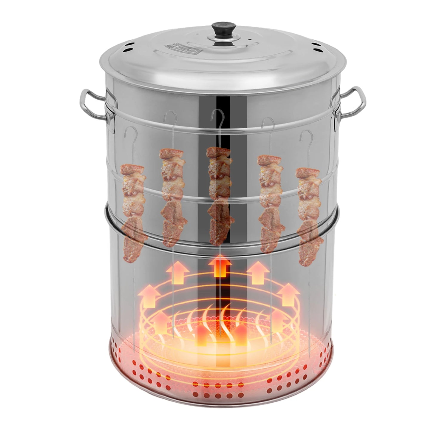 Stainless Steel BBQ Grill Barrel Portable Charcoal Grills 360°