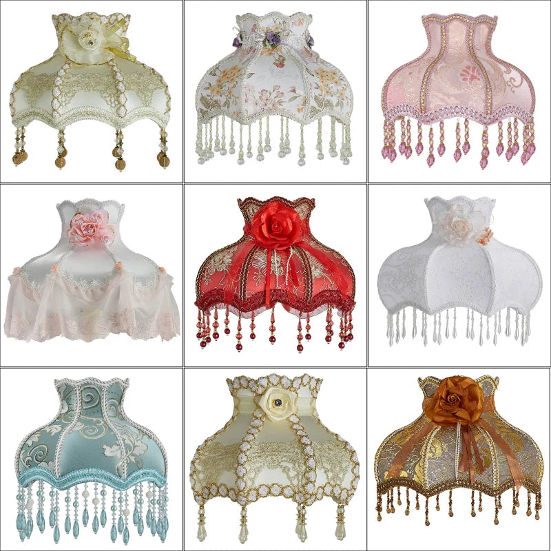 European Style Lampshade Vintage High-End Cloth Art Bead Lace