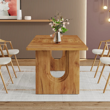 Dining Table for 6 to 8 People  with Wood Pedestal Base,