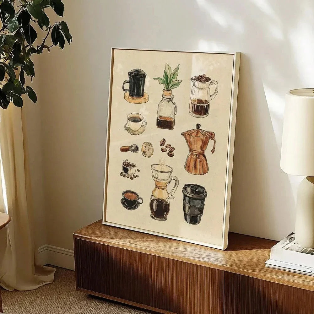 Unframed/Framed Coffee Chart Rustic Canvas Poster